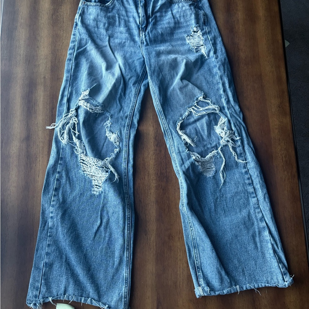 Ripped jeans oversized straight leg